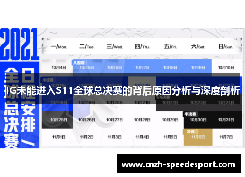 IG未能进入S11全球总决赛的背后原因分析与深度剖析 IG未能进入S11全球总决赛的背后原因分析与深度剖析