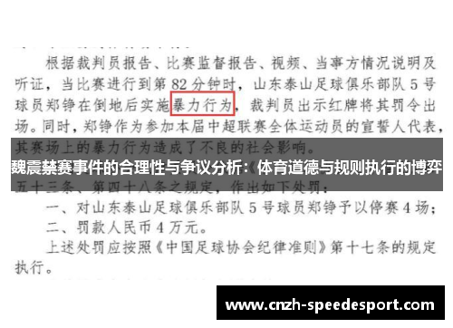 魏震禁赛事件的合理性与争议分析：体育道德与规则执行的博弈